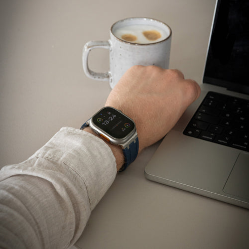 Bandz Apple Watch Silicone Strap 'Luxe Liquid' (Blue/Silver)