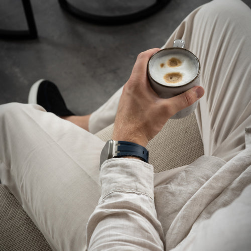 Bandz Apple Watch Silicone Strap 'Luxe Liquid' (Blue/Silver)