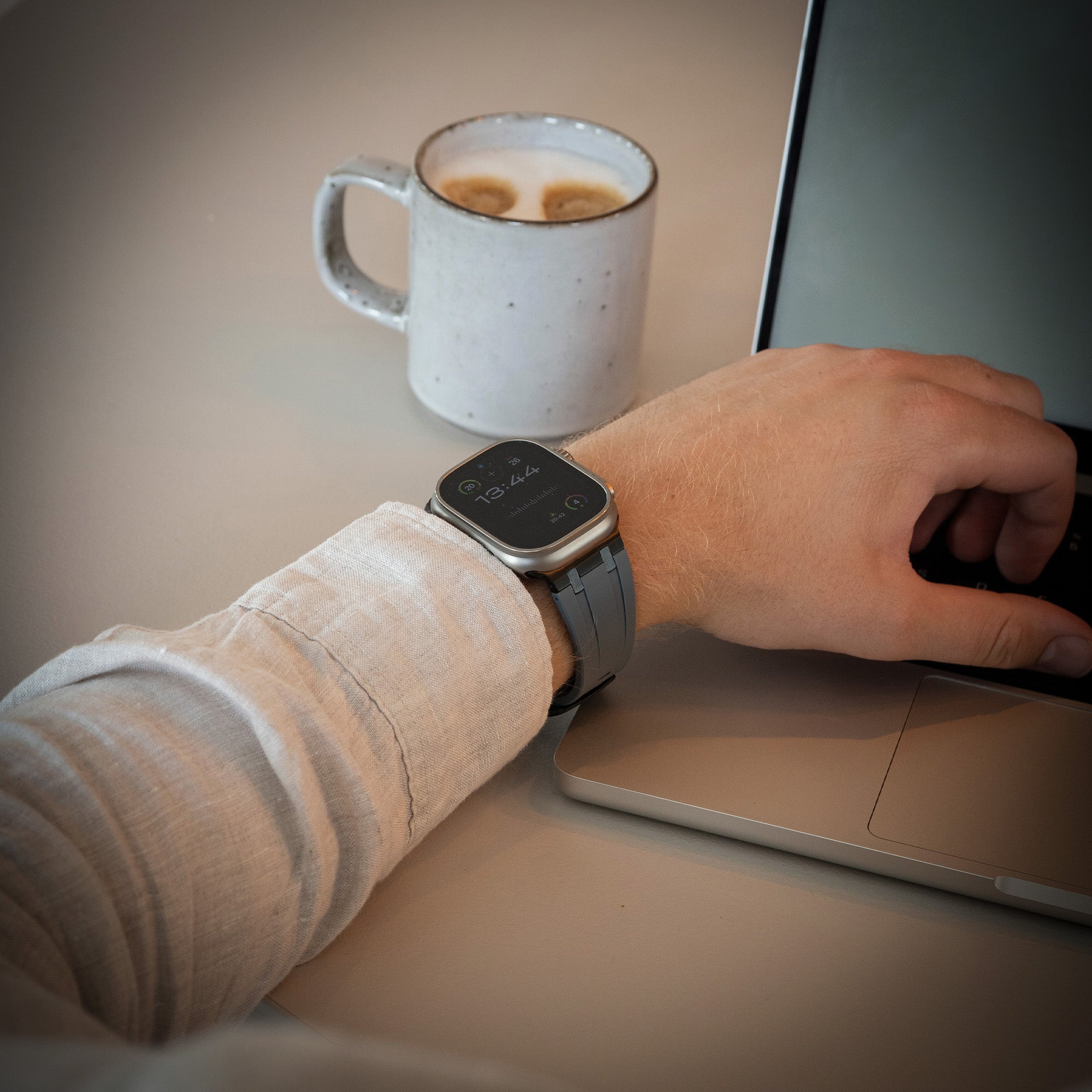 Bandz Apple Watch Silicone Strap 'Luxe Liquid' (Gray With Black)
