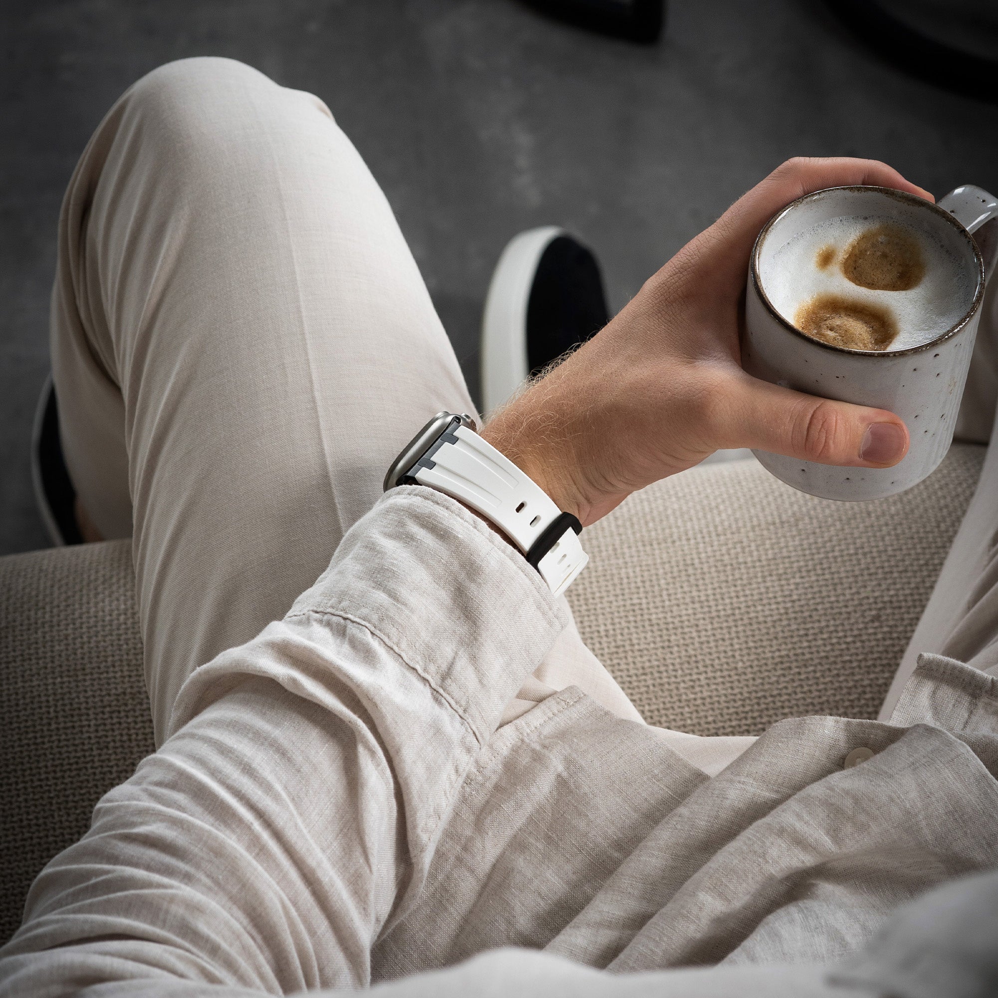 Bandz Apple Watch Silicone Strap 'Luxe Liquid' (White With Black)