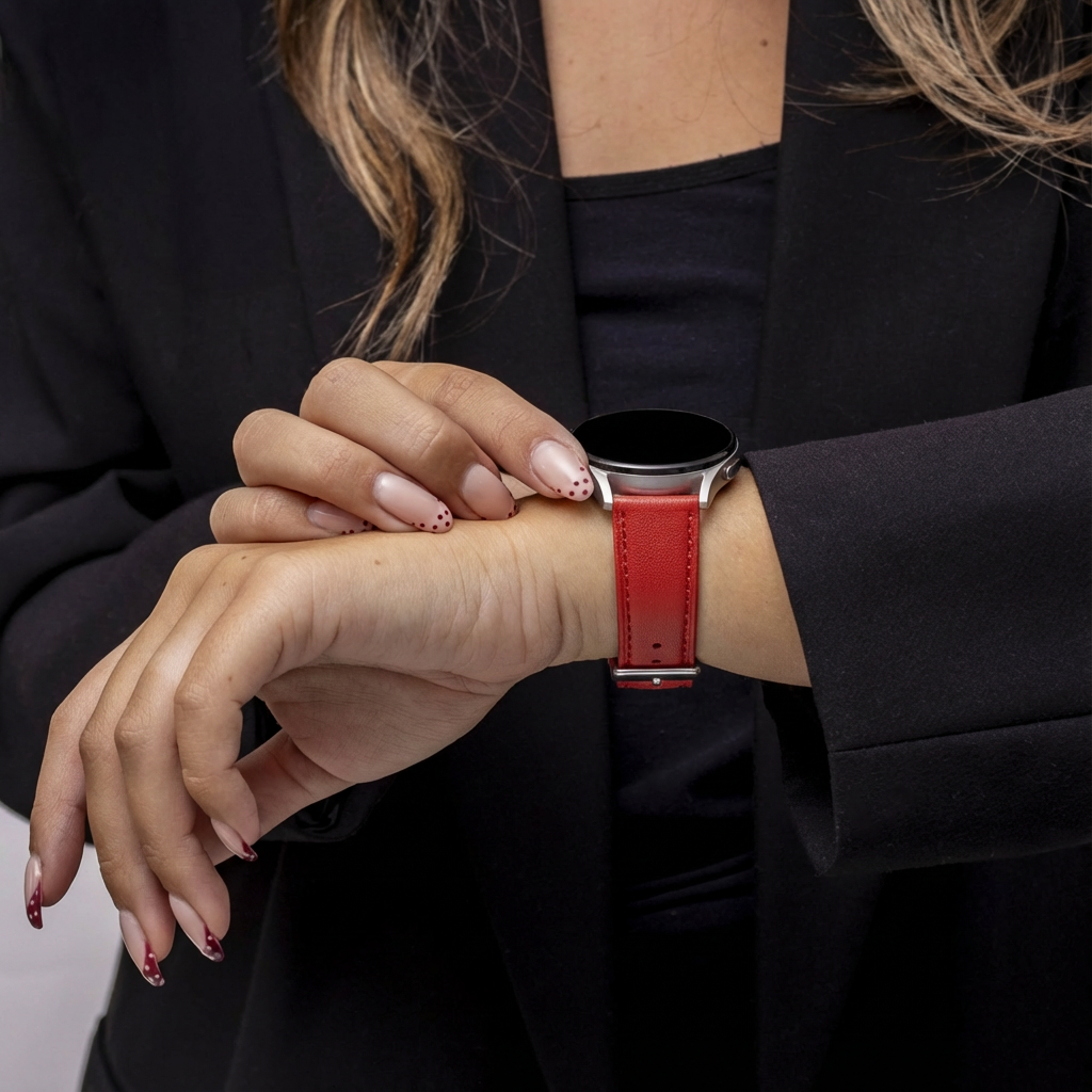 Samsung Galaxy Watch 5 44mm Leather Strap (Red)