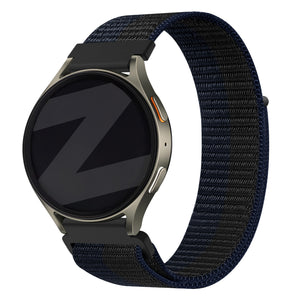 Bandz Samsung Galaxy Watch 7 - 44mm Nylon Strap 'Easy Fit' (Black/Blue)