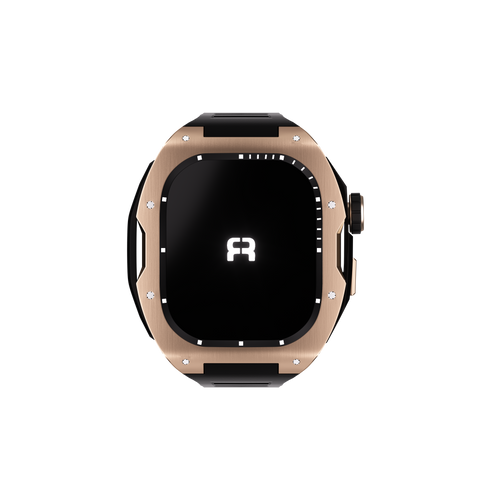 Reqior Apple Watch 45mm Case with Rubber Strap (Rose Gold/Black)