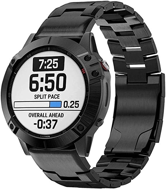 Garmin Fenix 5x 6x Titanium Strap Black