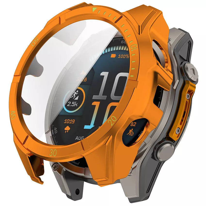 Garmin Fenix 8 - 47mm SOLAR Hard Case with Glass (Orange/Green)