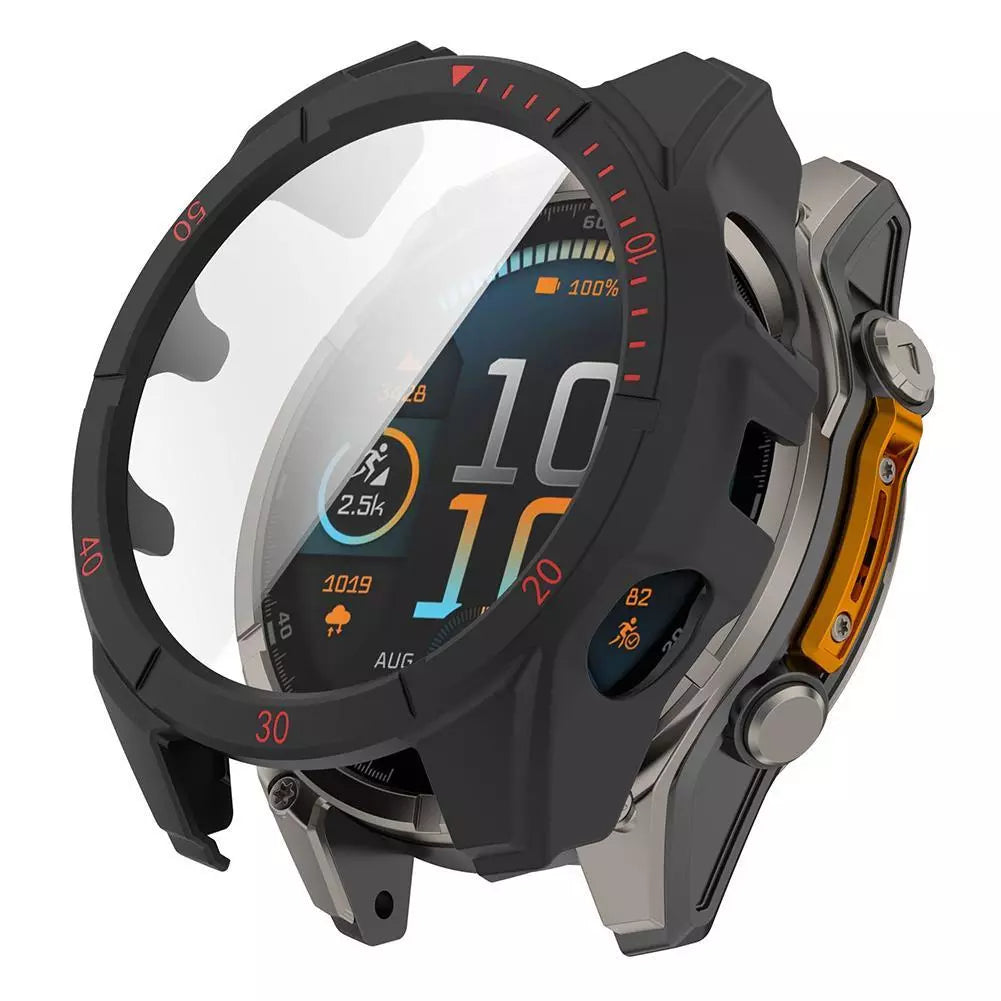 Garmin Fenix 8 - 47mm AMOLED Hard Case with Glass (Black/Red)