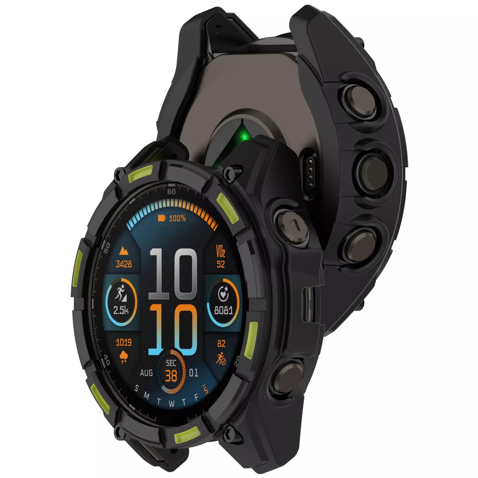 Garmin Fenix 8 - 47mm AMOLED Rugged TPU Case (Black/Green)