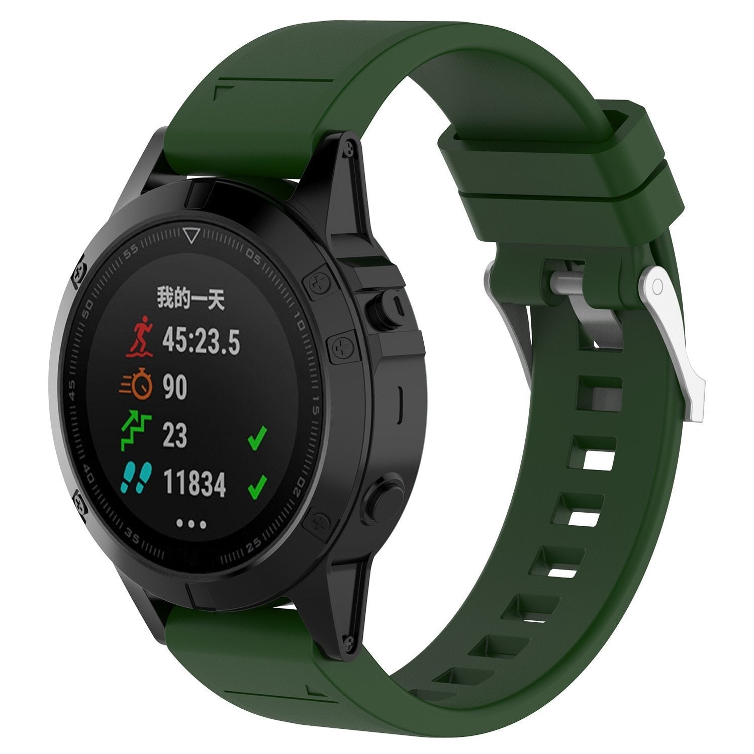 Garmin Forerunner 965 Glossy Silicone Strap (Army Green)