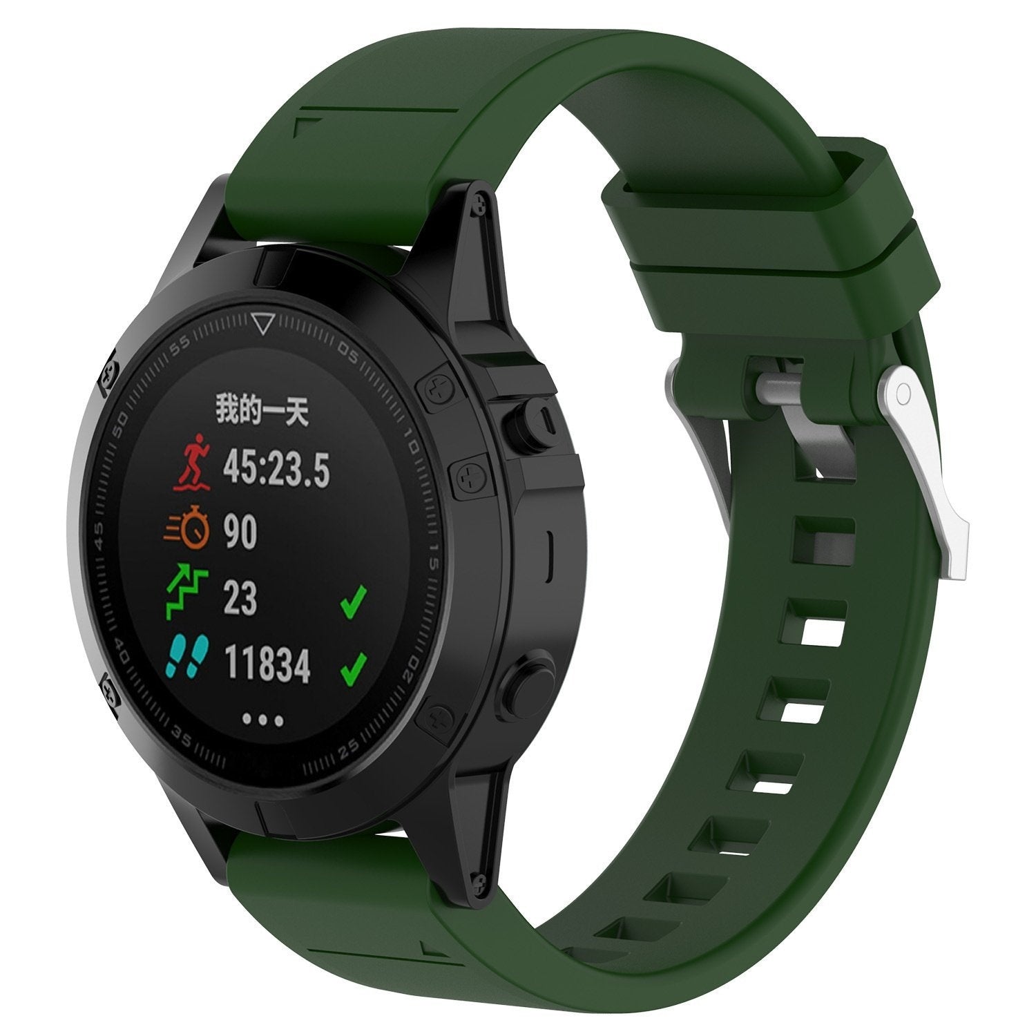 Garmin Forerunner 970 Glossy Silicone Strap (Army Green)
