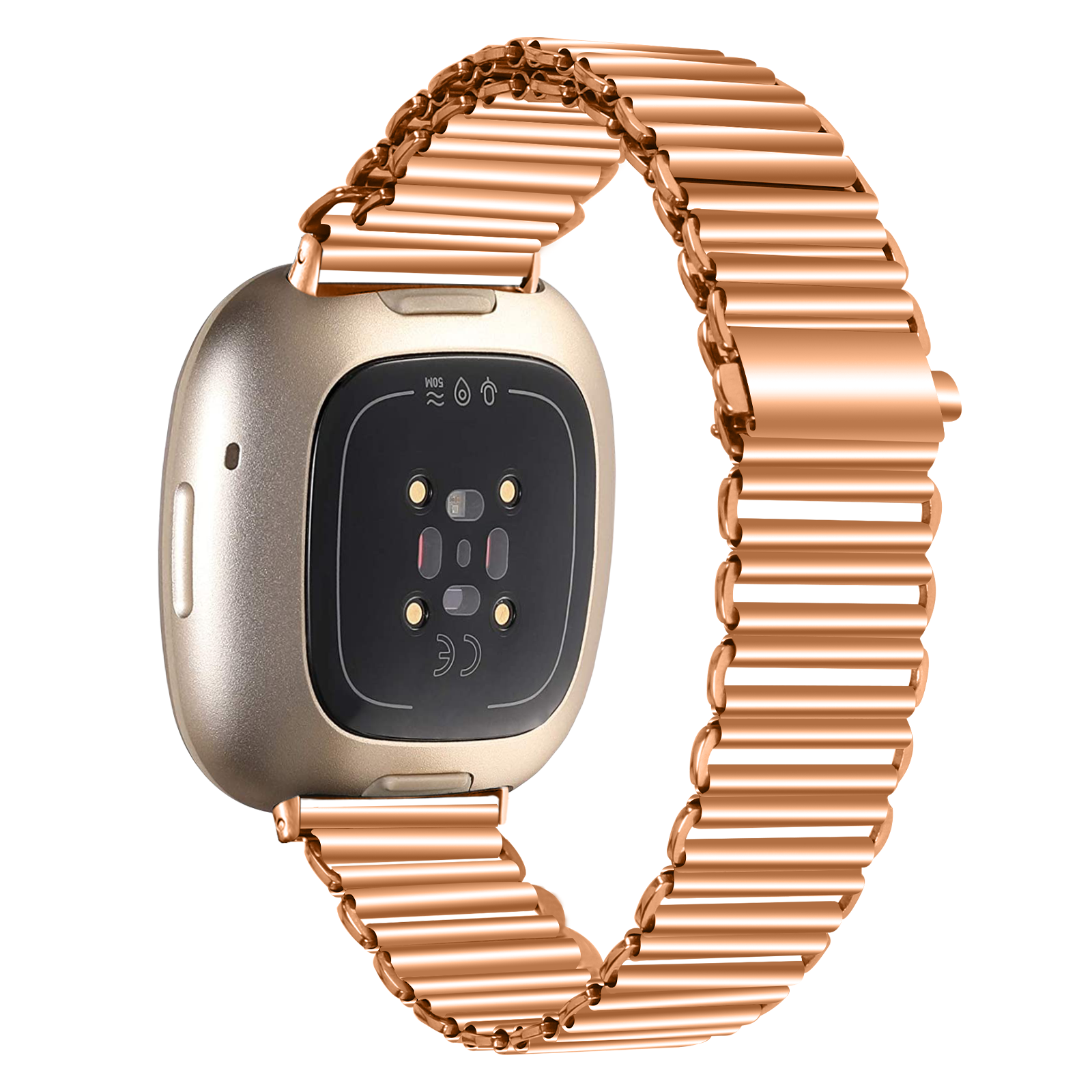 Fitbit Versa 4 Steel Loop Strap Rose Gold