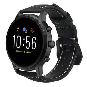 Fossil Gen 4 Explorist (HR) Leather Strap (Black)