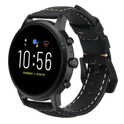 Fossil Gen 4 Explorist (HR) Leather Strap (Black)