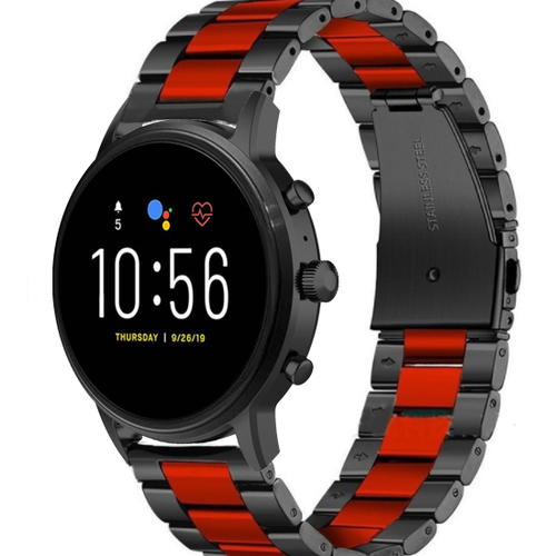 fossil-gen-5-stalen-band-zwart-rood