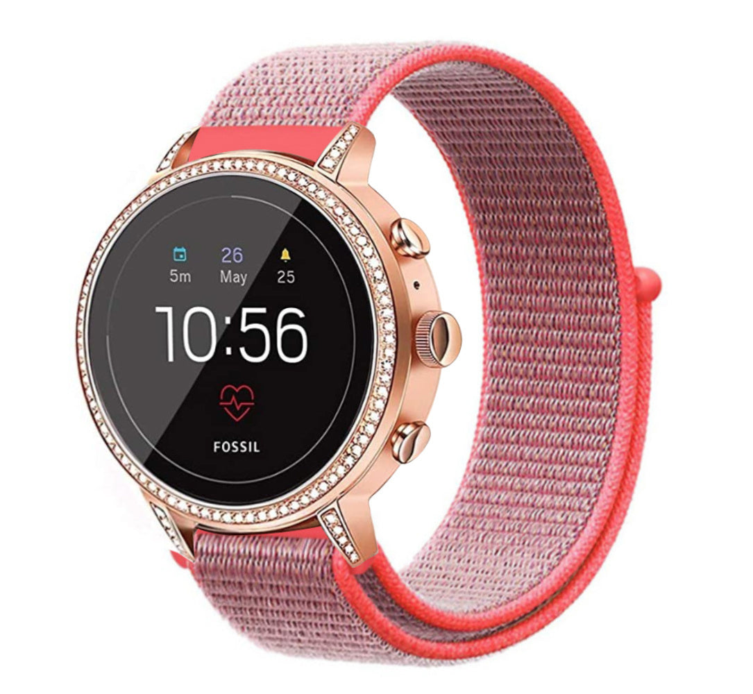 fossil-gen-5e-nylon-bandje-knalroze