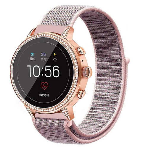 Fossil Gen 4 Venture (HR) Nylon Strap (Grey/Pink)