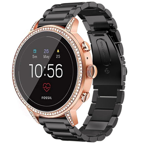 Fossil Gen 4 Venture (HR) Steel Strap (Black)