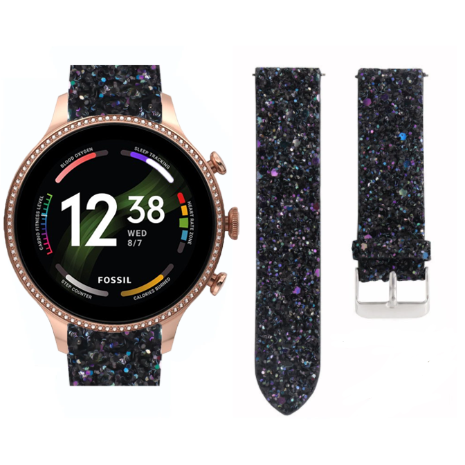 fossil-gen-6-44mm-glitter-bandje-zwart