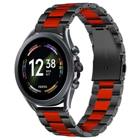 fossil-gen-6-stalen-band-zwart-rood