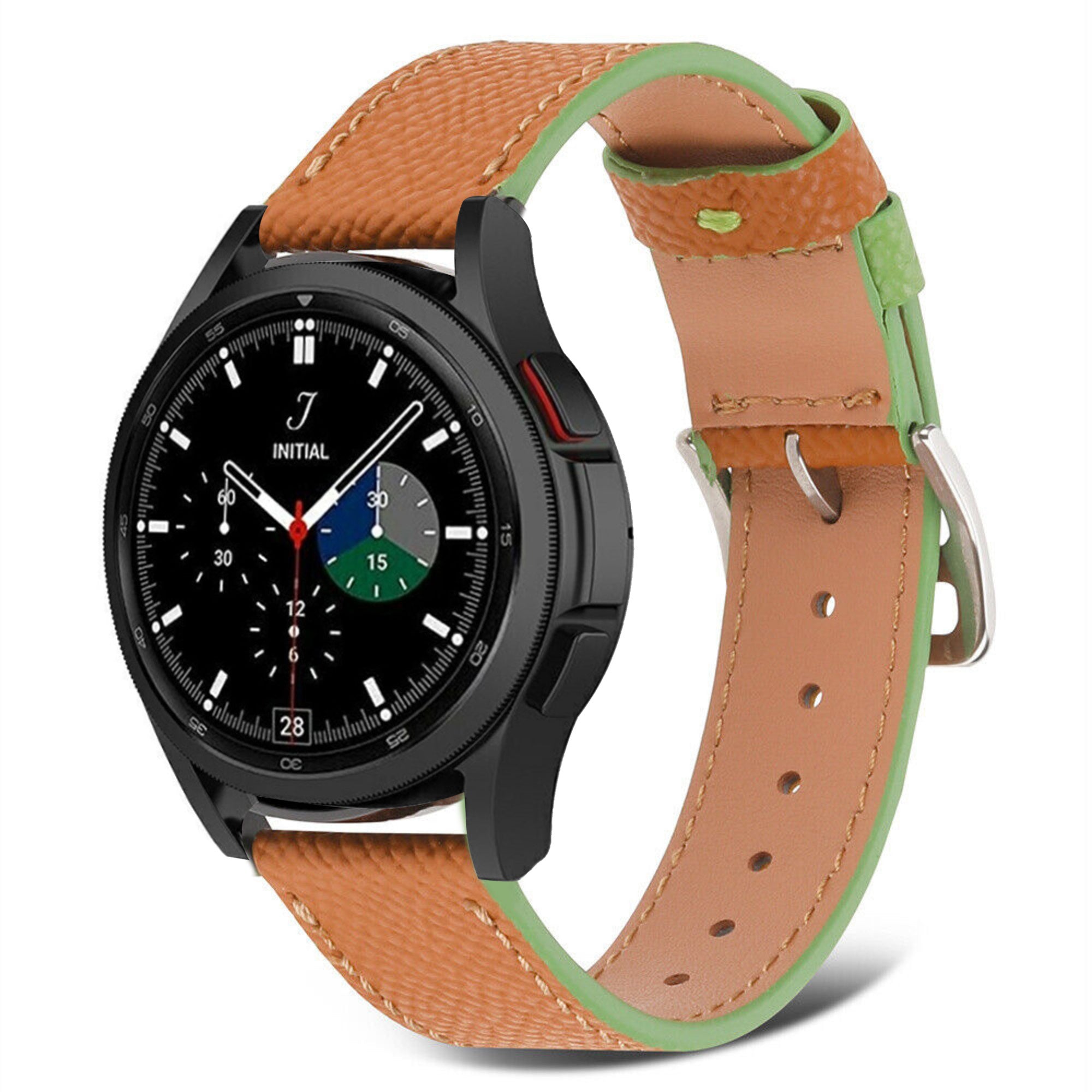 galaxy-watch-4-classic-leren-bandje-bruin-groen