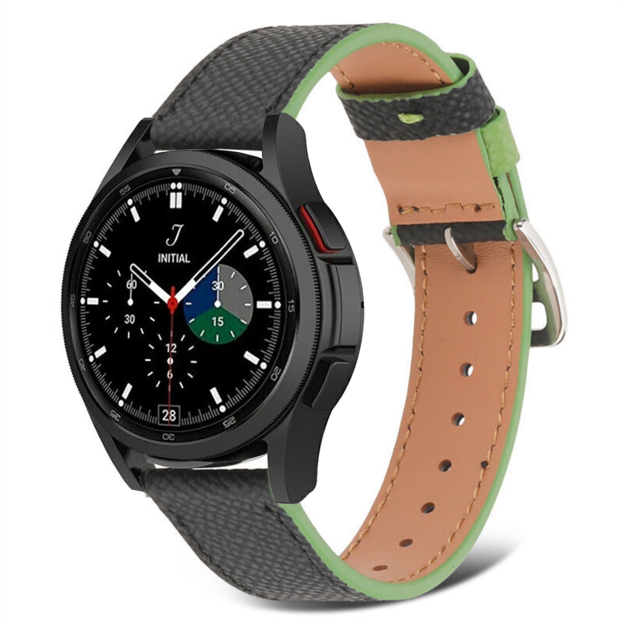 galaxy-watch-classic-leren-bandje-zwart-groen