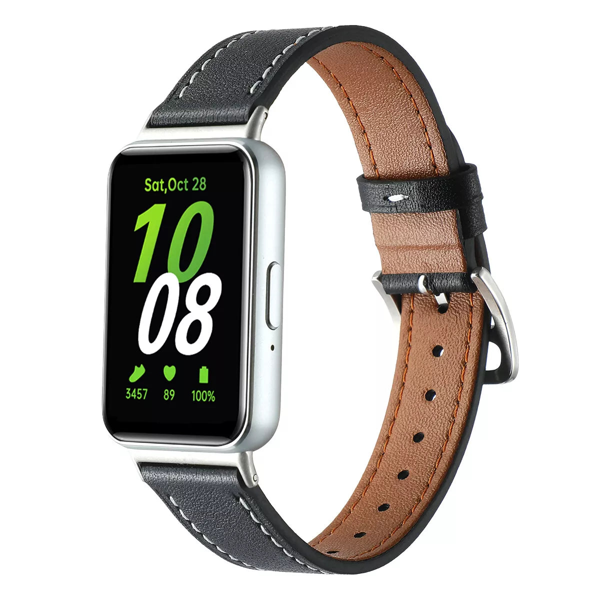 galaxy fit 3 leather strap black