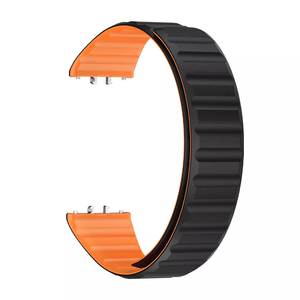 Samsung Galaxy Fit 3 Magnetic Silicone Strap (Black/Orange)