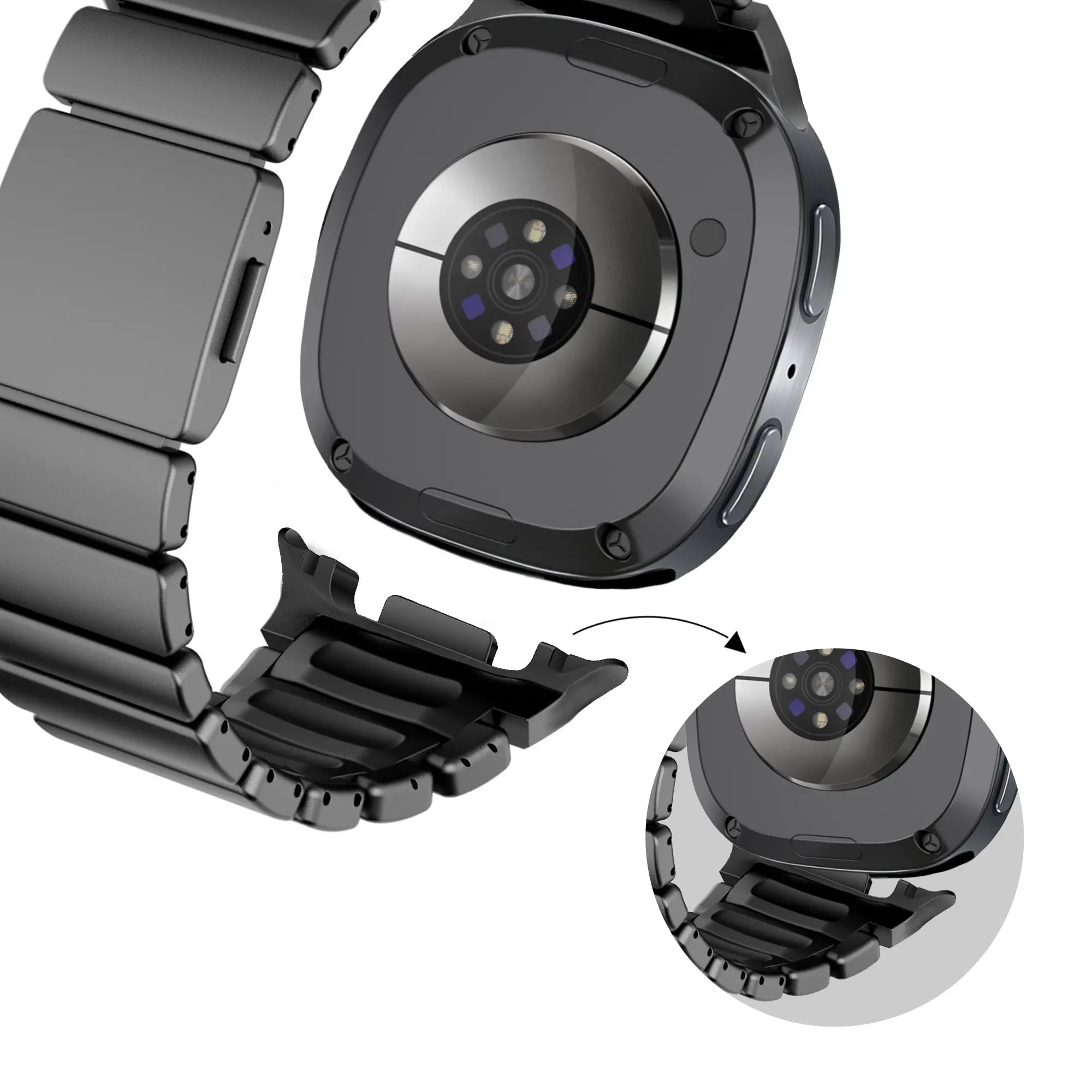 Bandz Samsung Galaxy Watch 8 - 44mm Titanium Strap 'Hybrid' (Black)