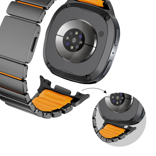 Bandz Samsung Galaxy Watch 8 - 40mm Titanium Strap 'Hybrid' (Black/Orange)