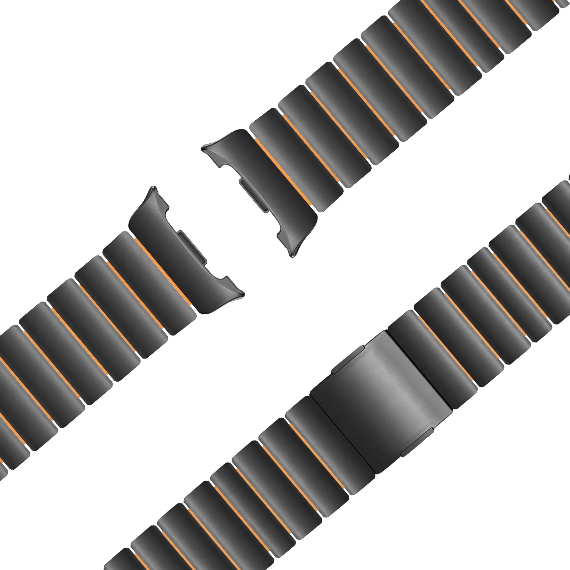 Bandz Samsung Galaxy Watch 8 - 40mm Titanium Strap 'Hybrid' (Black/Orange)