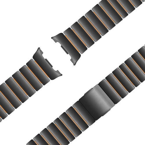 Bandz Samsung Galaxy Watch 8 Classic Titanium Strap 'Hybrid' (Black/Orange)