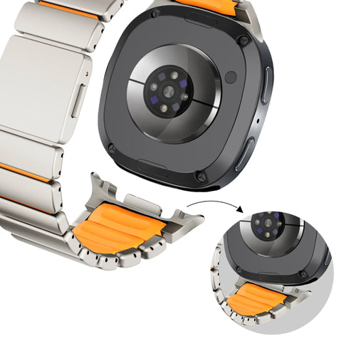 Bandz Samsung Galaxy Watch 8 Classic Titanium Strap 'Hybrid' (Titanium/Orange)