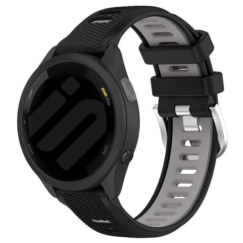 Per Garmin Forerunner 255 Music Cinturino in silicone bicolore verticale da 22 mm (nero + blu Per Garmin Forerunner 255 Music Cinturino in silicone bicolore verticale da 22 mm (nero + blu