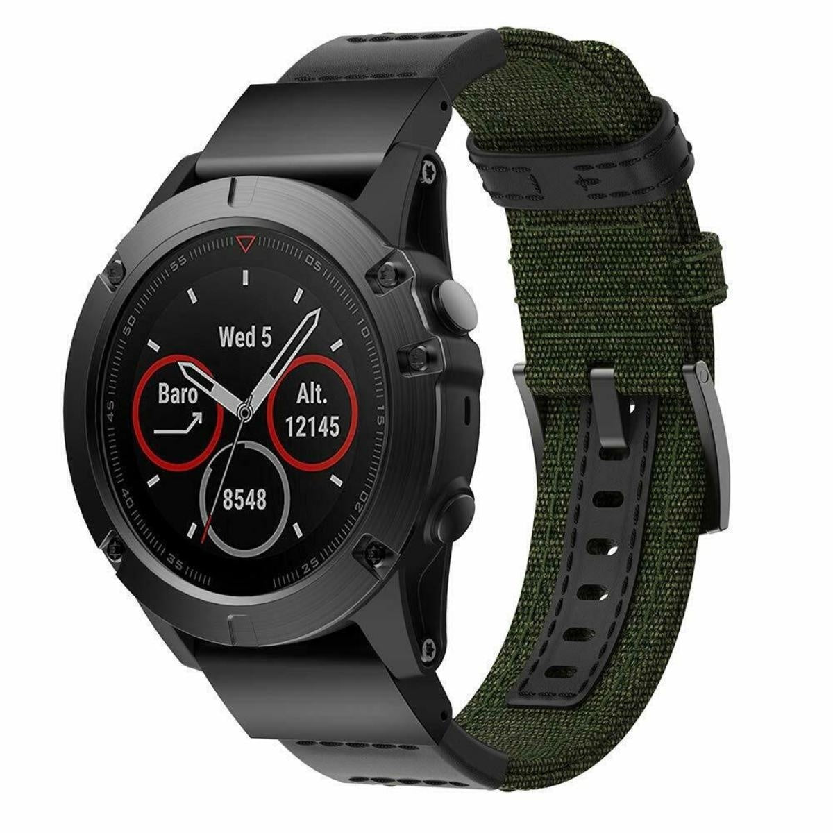 Garmin Fenix 7 Nylon Hybrid Strap (Army Green)