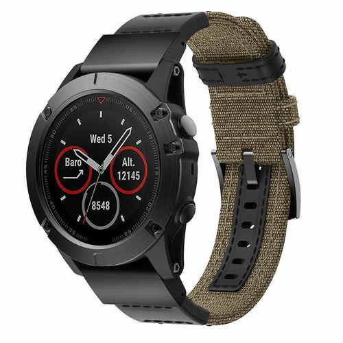 Garmin Quatix 8 Pro - 47mm Nylon Hybrid Strap (Beige)