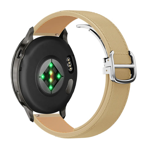 Bandz Garmin Approach S44 Leather Strap 'D-Type' (Creme)