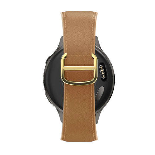 Bandz Garmin Venu 2 Plus Leather Strap 'D-Type' (Milk Tea)
