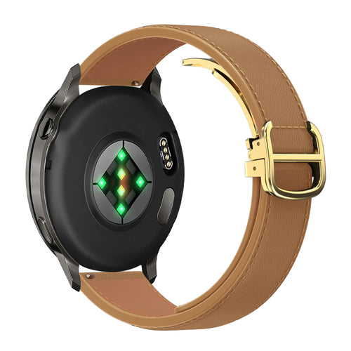 Bandz Garmin Venu 2 Plus Leather Strap 'D-Type' (Milk Tea)