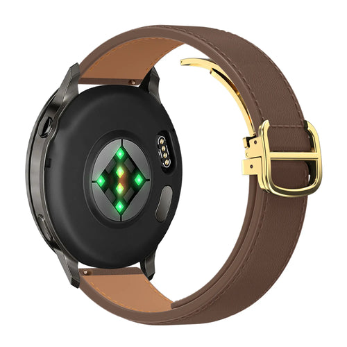 Bandz Garmin Vivomove Luxe Leather Strap 'D-Type' (Dark Brown)