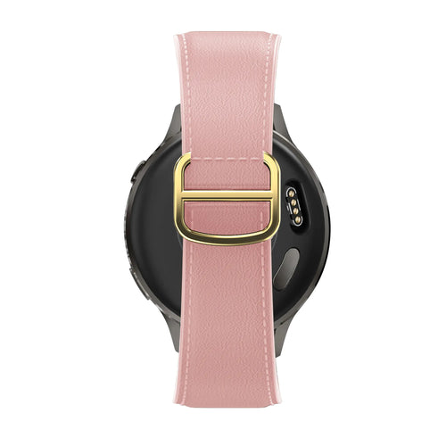 Bandz Garmin Venu SQ 2 Leather Strap 'D-Type' (Pink)