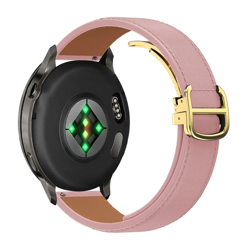 Bandz Garmin Venu SQ 2 Leather Strap 'D-Type' (Pink)