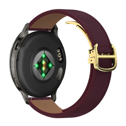 Bandz Garmin Venu Leather Strap 'D-Type' (Wine Red)