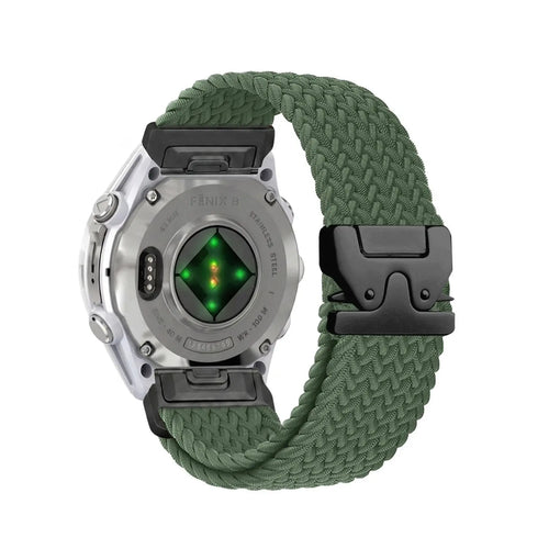 Garmin Quatix 8 Pro - 47mm Braided Strap P-Buckle (Green with Black)