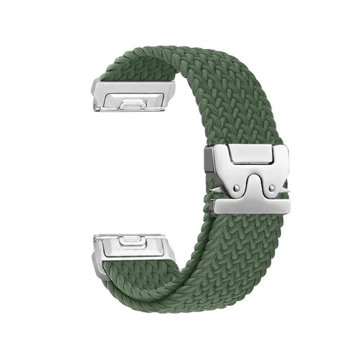 Garmin Quatix 8 Pro - 47mm Braided Strap P-Buckle (Green with Silver)