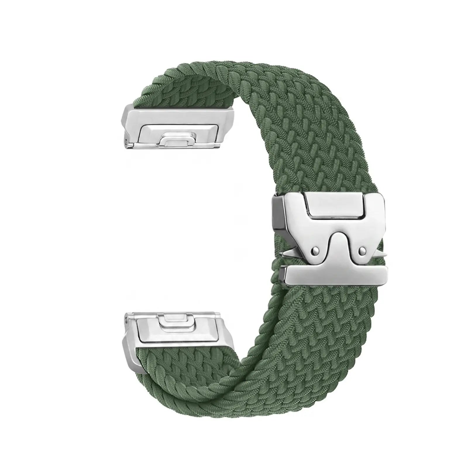 Garmin Quatix 8 Pro - 47mm Braided Strap P-Buckle (Green with Silver)