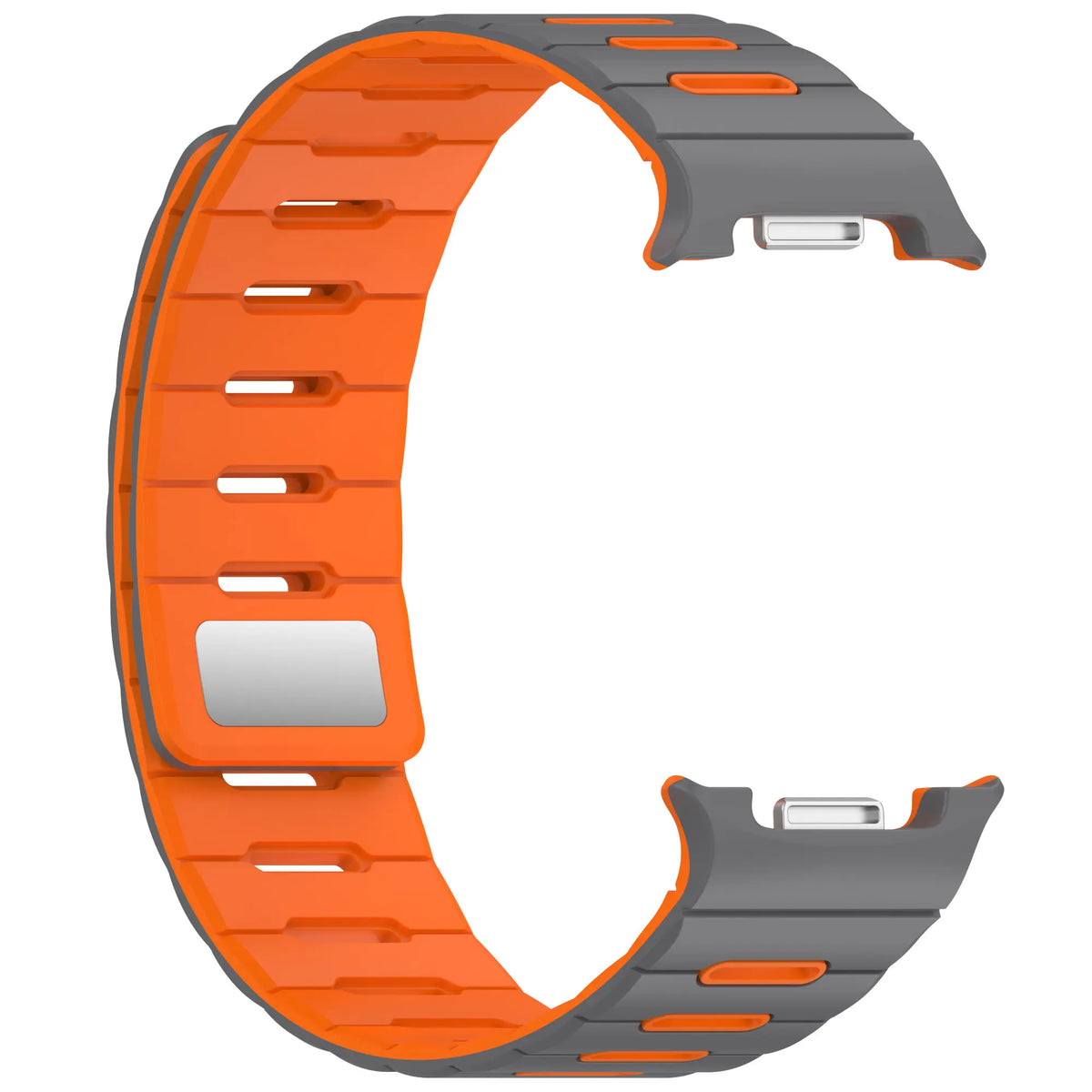 Samsung Galaxy Watch 8 - 44mm Magnetic Silicone Strap (Dark Grey/Orange)