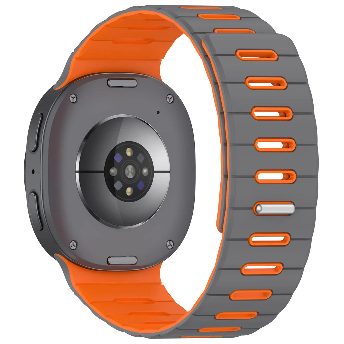 Samsung Galaxy Watch 8 - 44mm Magnetic Silicone Strap (Dark Grey/Orange)