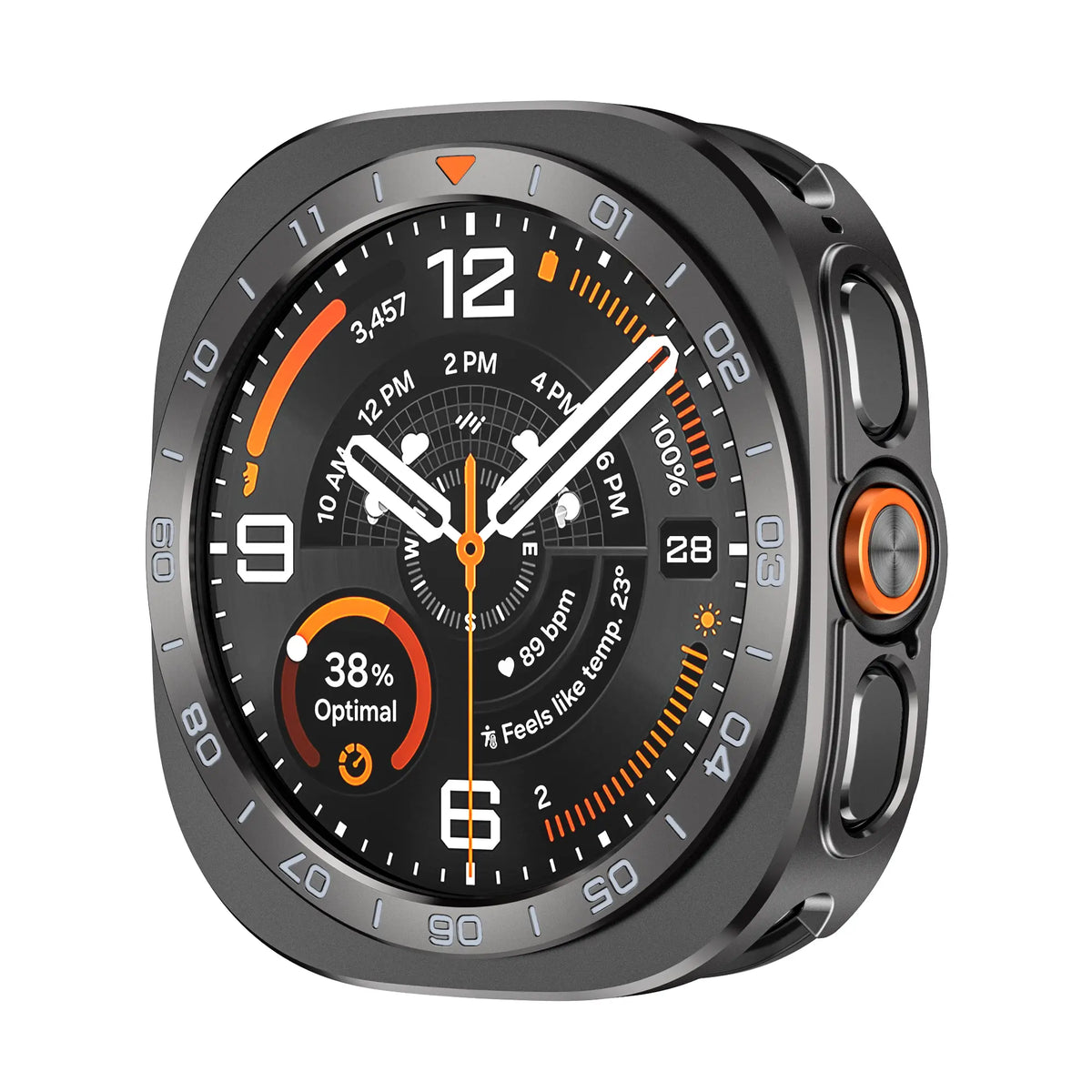 Samsung Galaxy Watch Ultra 2 Metal Case with Bezel (Dark Grey/Orange)