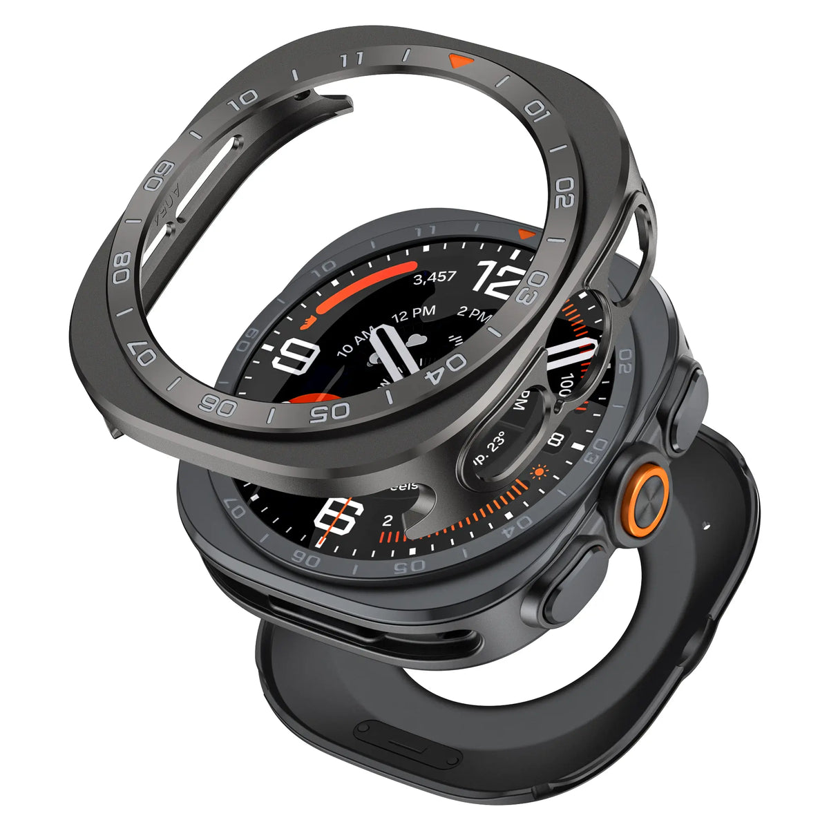 Samsung Galaxy Watch Ultra 2 Metal Case with Bezel (Dark Grey/Orange)