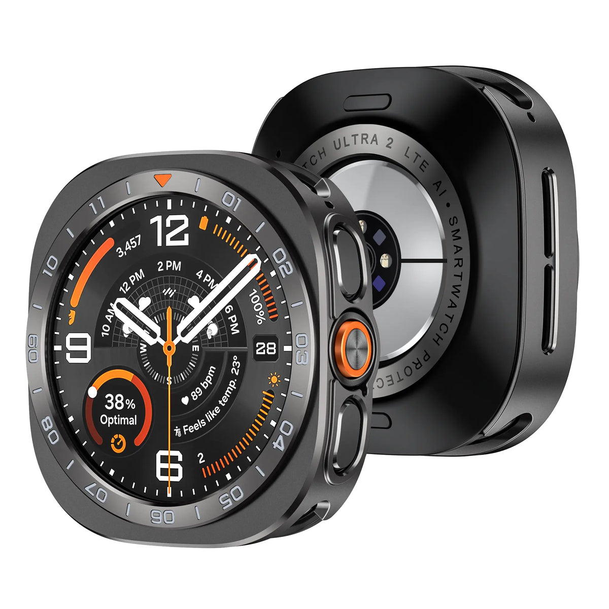 Samsung Galaxy Watch Ultra 2 Metal Case with Bezel (Dark Grey/Orange)
