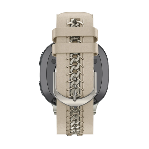 Bandz Samsung Galaxy Watch 8 Classic Leather Strap 'Chains' (Beige)